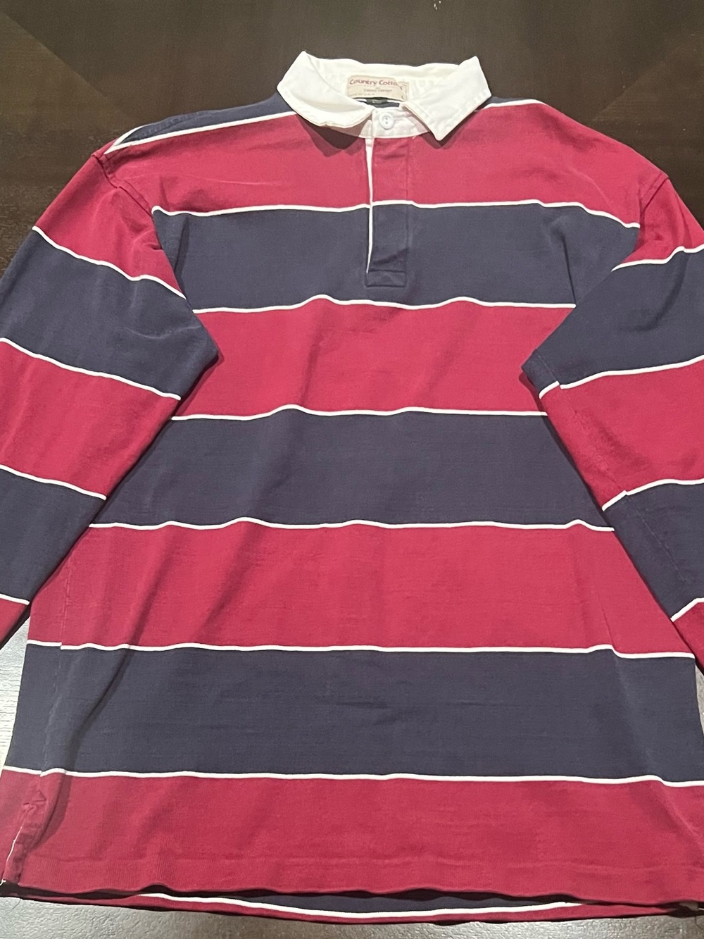 Country Cottons by Cross Creek Men’s L Long Sleeve Striped Rugby Polo Shirt
